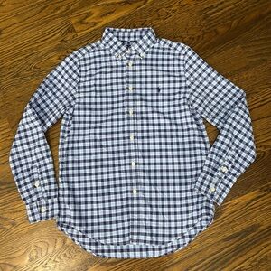 Ralph Lauren Boys Blue Plaid Performance Button-Down Shirt Long Sleeve L